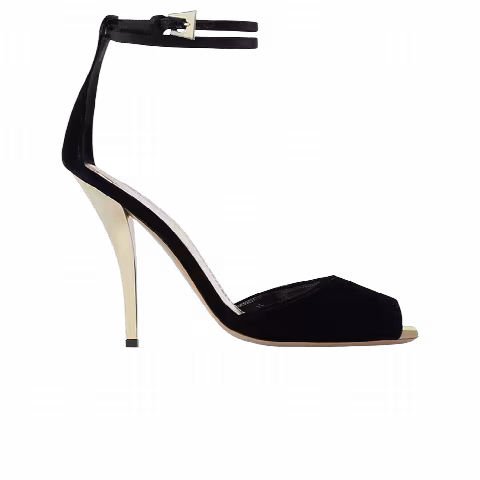 Paris Texas Wmns Jessica Open Toe Ankle Strap Sandal 'Black Gold'