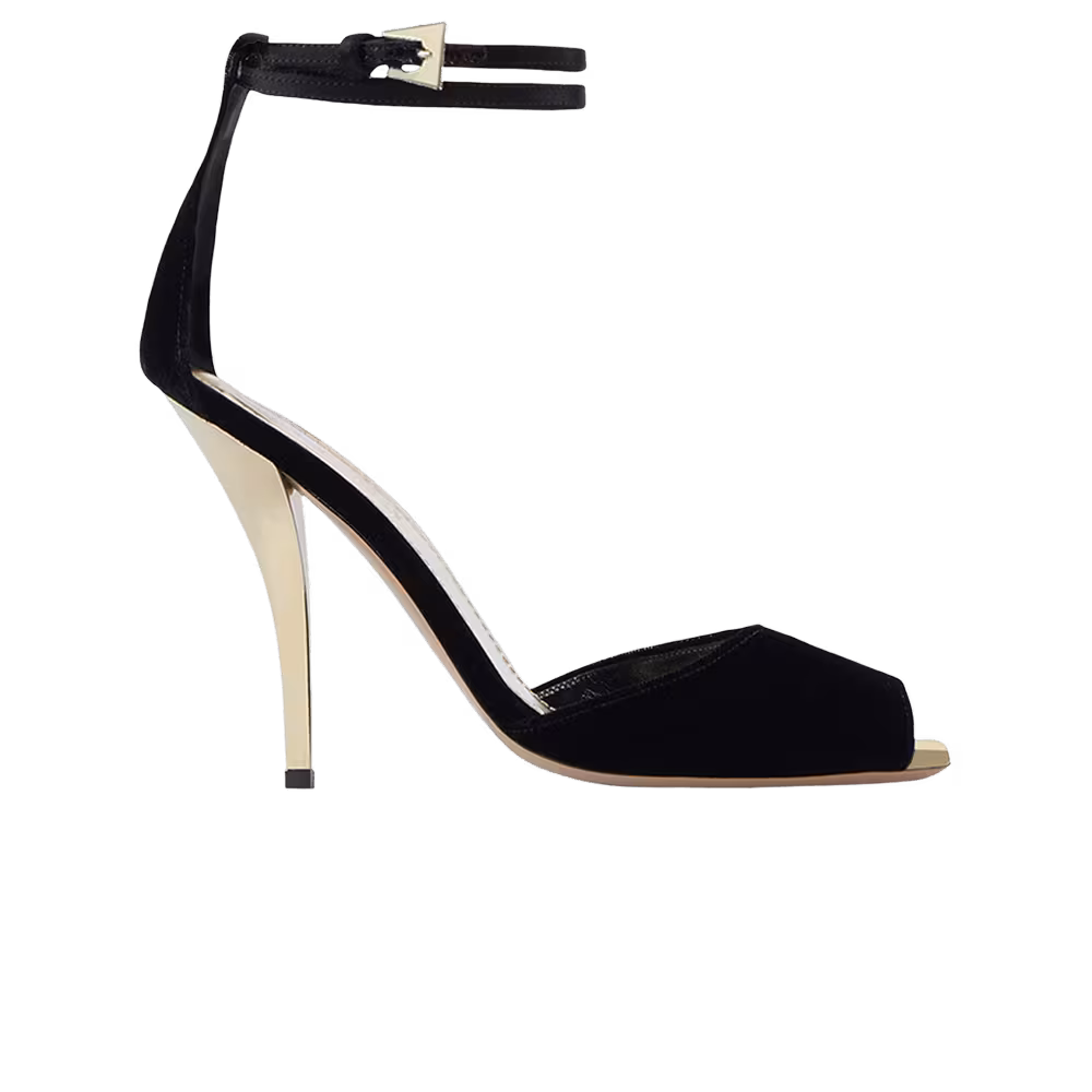 Paris Texas Women's Jessica Open Toe Ankle Strap Sandal Black Gold