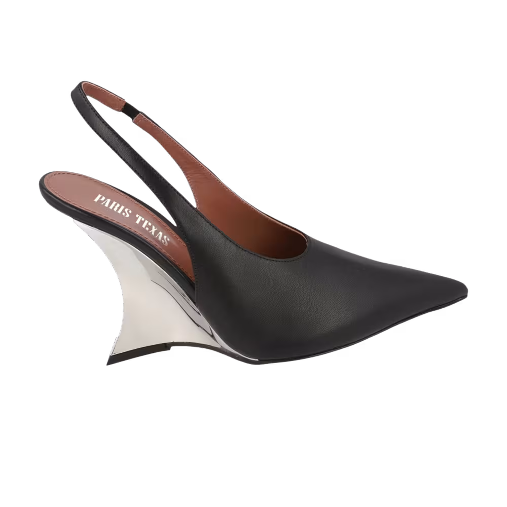 Paris Texas Women's Nina Slingback Wedge Heel Black Silver