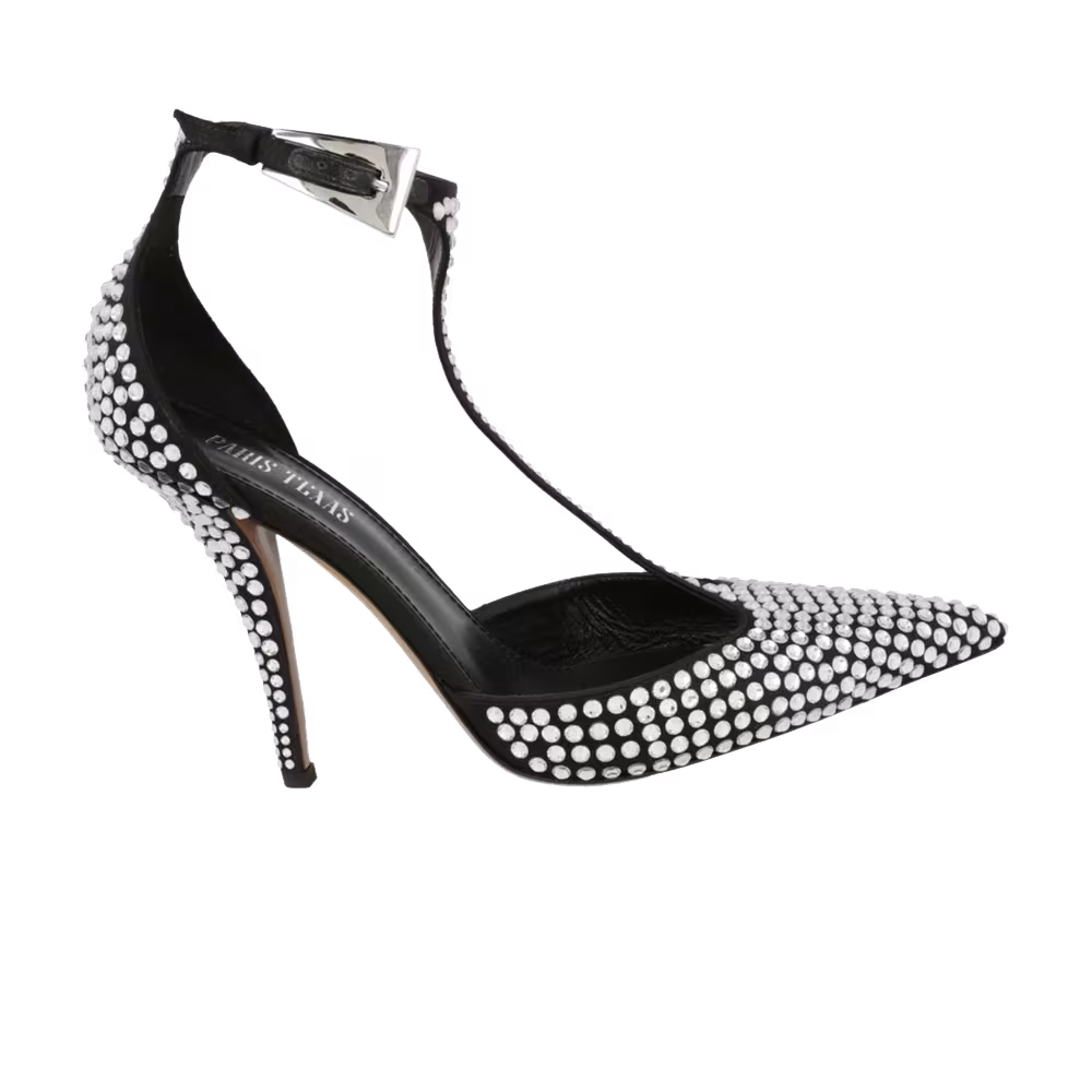 Paris Texas Women's Jessica T Strap Pump Black Crystal Diamond