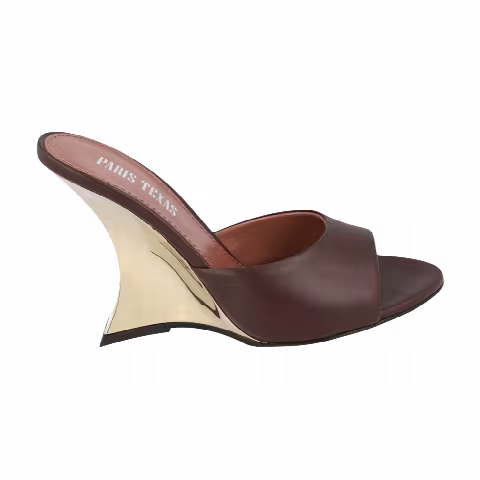 Paris Texas Wmns Nina Leather Mule 'Mocha Gold'
