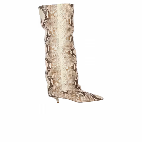Paris Texas Wmns Ines Printed Python Knee High Boot 'Chalk'