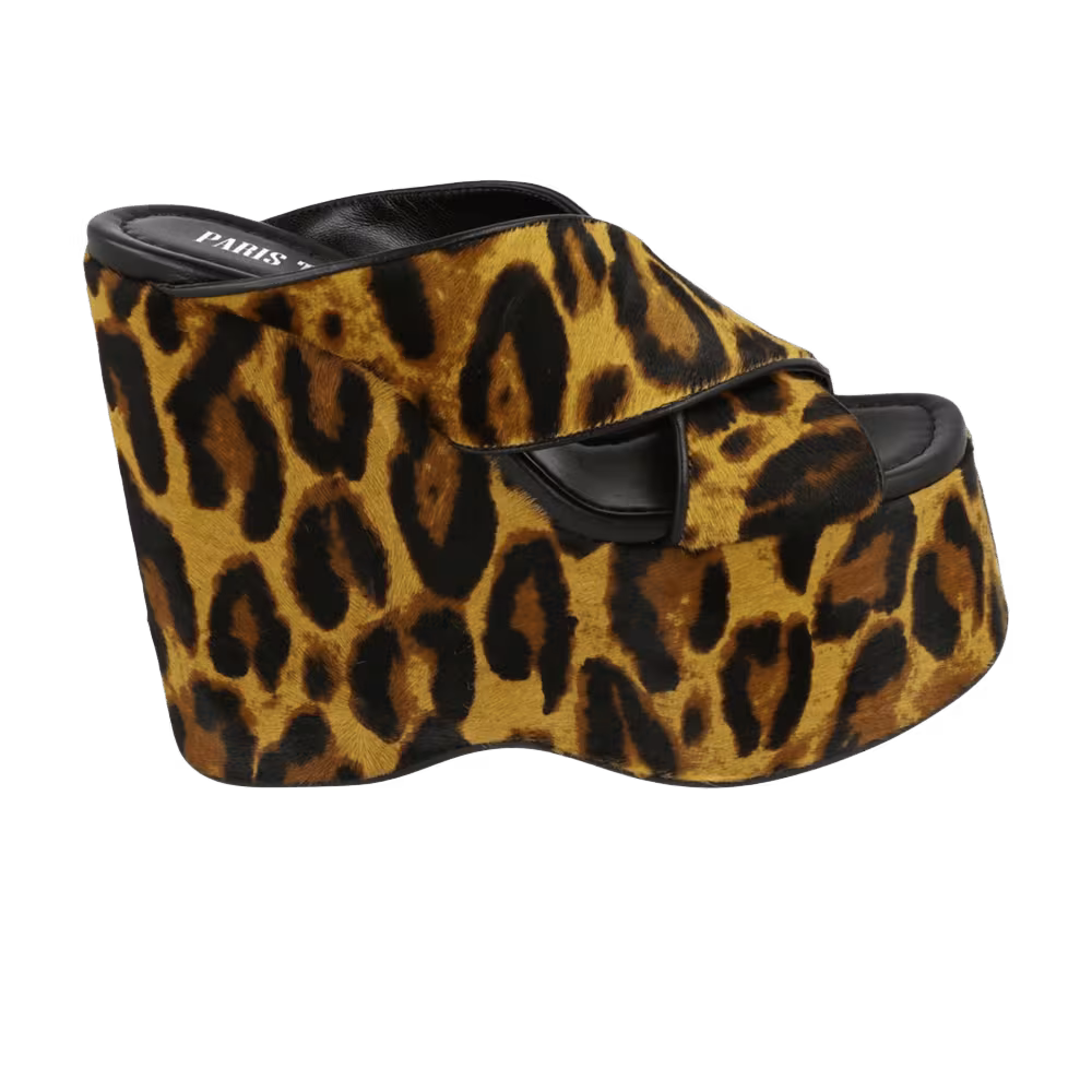 Paris Texas Women's Leopard Print Mara Mule Mustard leopard