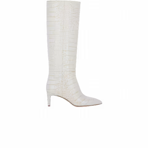 Paris Texas Wmns Croco Embossed Knee High Boot 'Bone'