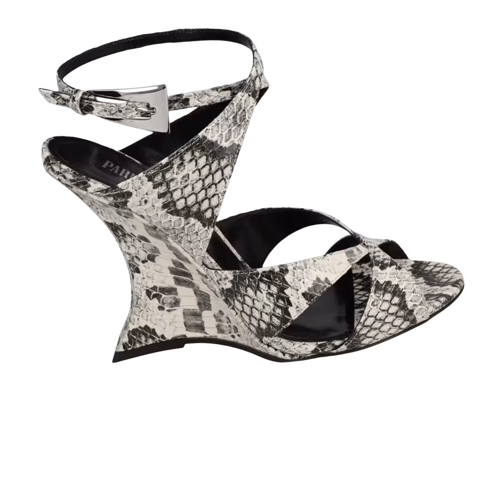 Paris Texas Women's Python Print Laila Wedge Sandal White
