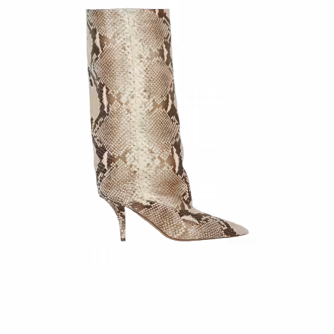 Paris Texas Wmns Ines Printed Python Mid Calf Boot 'Chalk'