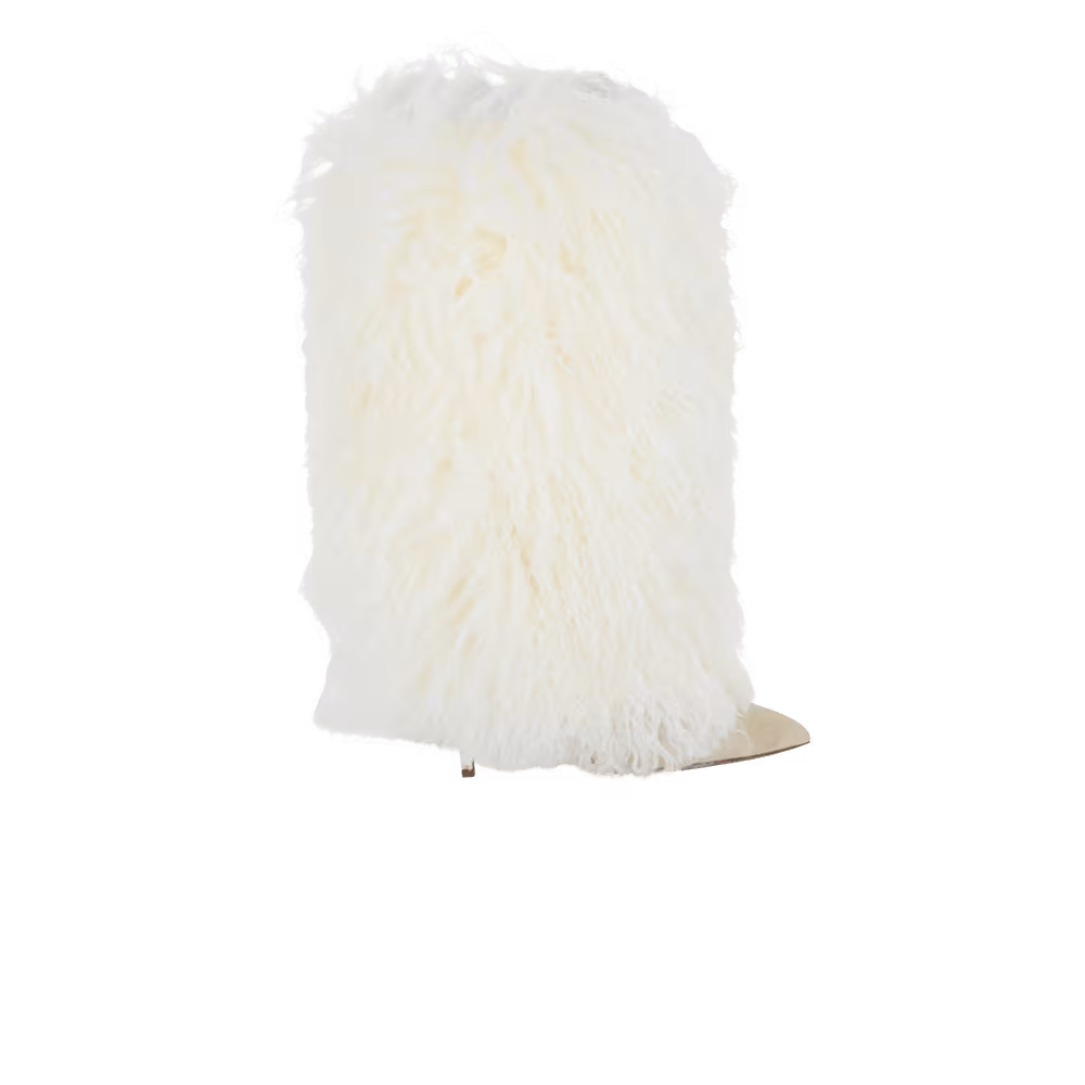Paris Texas Women's Furry Mid Calf Boot White