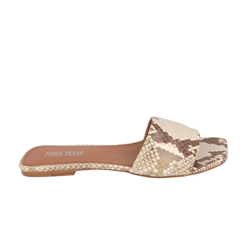 Paris Texas Women's Sanremo Python Embossed Flat Sandal Chalk