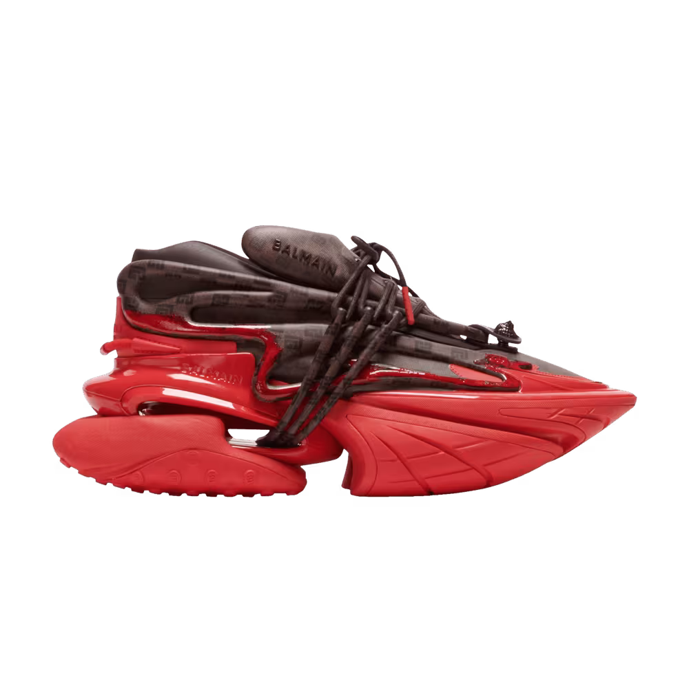 Balmain Unicorn Low Monogram - Brown Red
