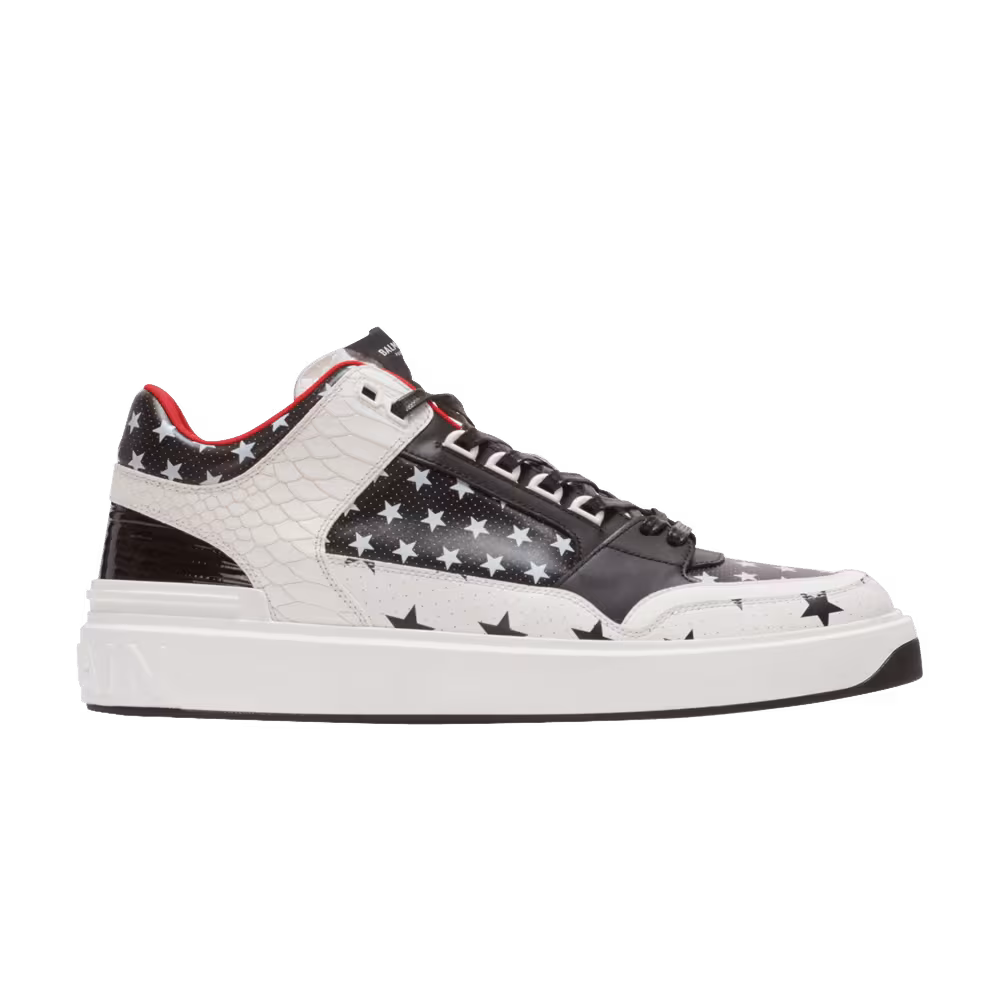 Balmain B-Court Mid Star Print - Black White