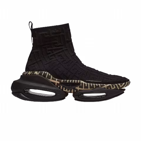 Balmain Wmns B-Bold Knit High 'Black Monogram'