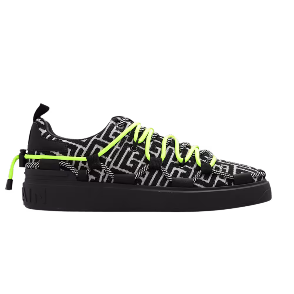 Balmain B-Court Monogram - Ivoire Noir Jaune Fluo