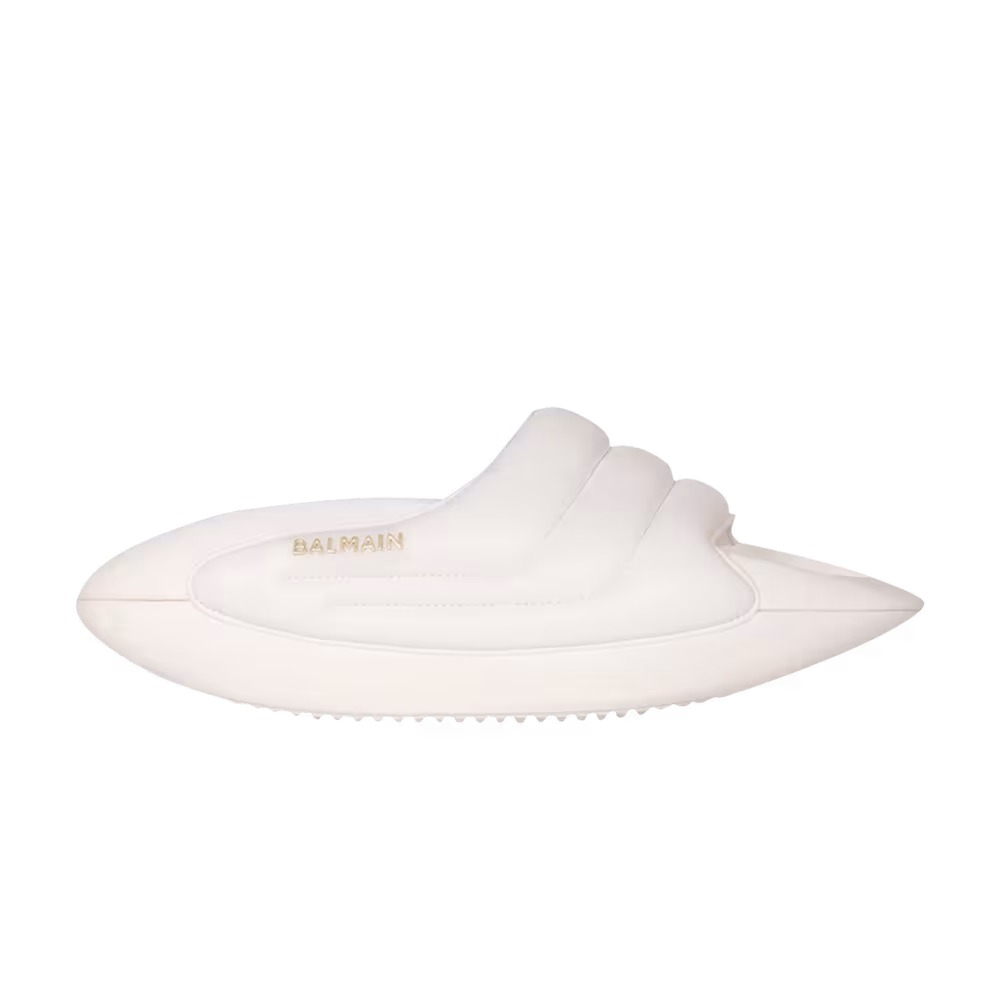 Balmain Women's B-IT Quilted Leather Mules White