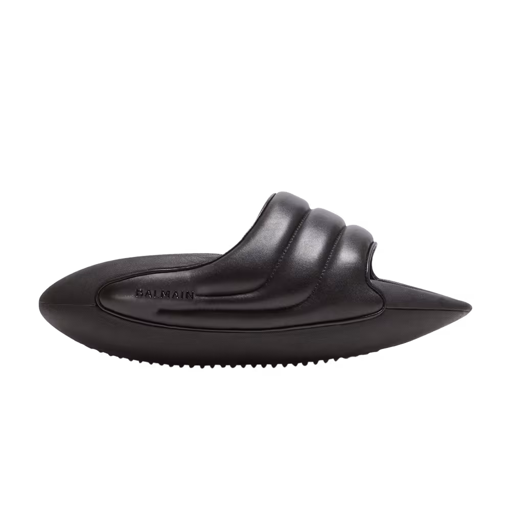Balmain B-IT Quilted Leather Mules Black