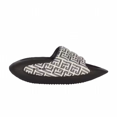Balmain B-IT Quilted Leather Mules 'Monogram Print - Black'
