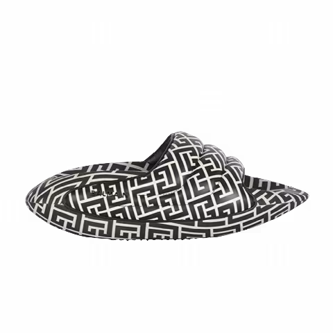 Balmain B-IT Quilted Leather Mules 'Bicolor Monogram - Black White'