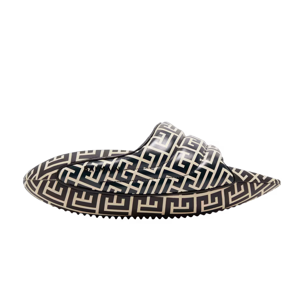 Balmain Women's B-IT Quilted Leather Mules Bicolor Monogram - Black White