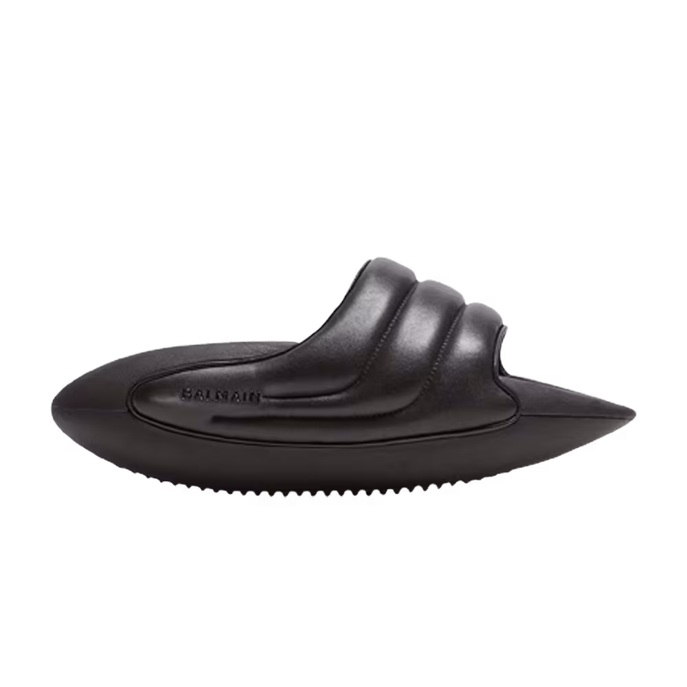 Balmain B-IT Quilted Leather Mules Black