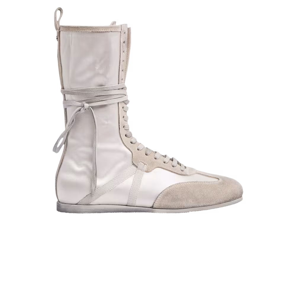 Ann Demeulemeester Women's Fides Soft High-Top Boxing Sneaker Worn-Effect - White