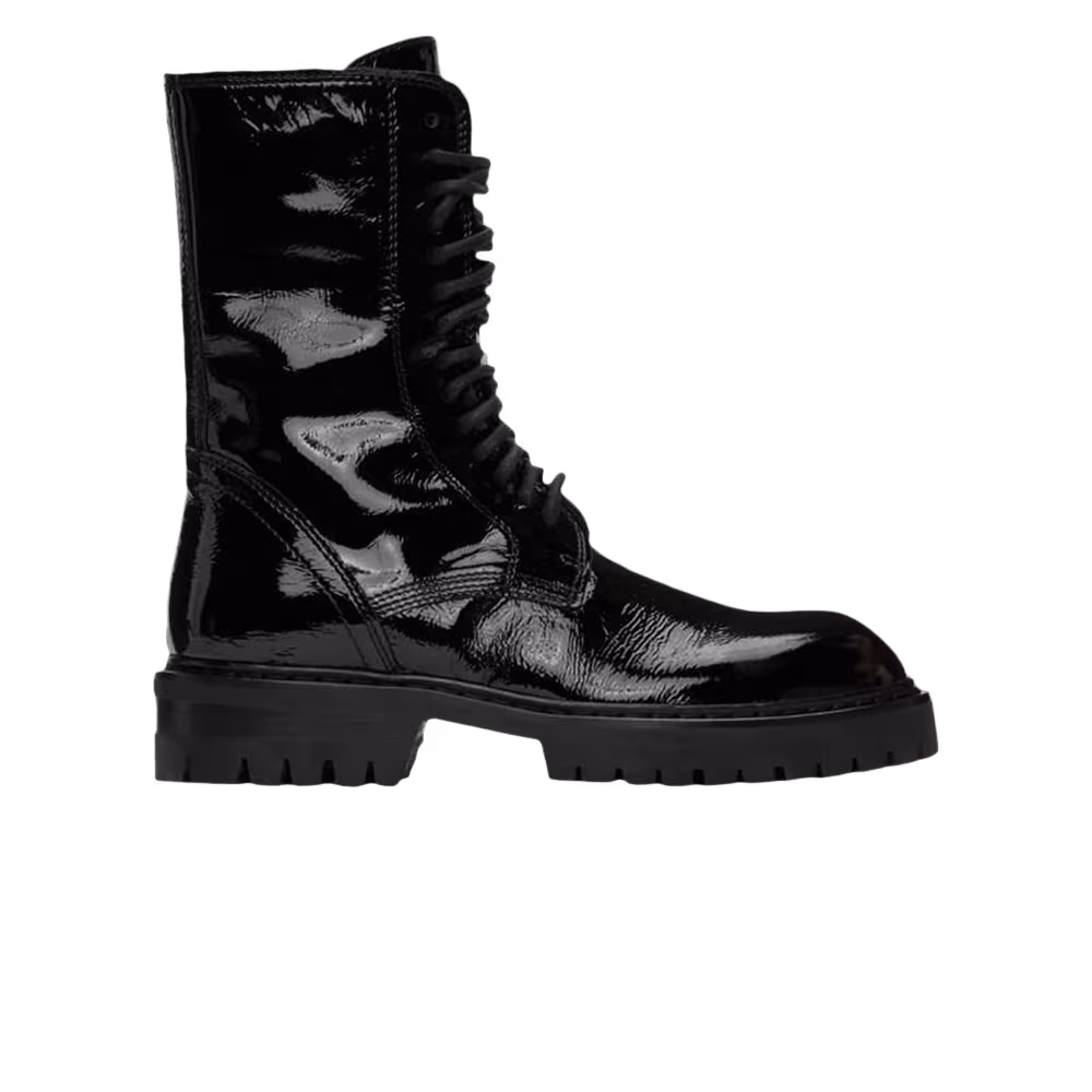 Ann Demeulemeester Women's Lace Up Ankle Boot Black Patent