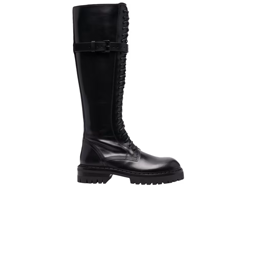 Ann Demeulemeester Women's Knee-High Lace-Up Boot Black