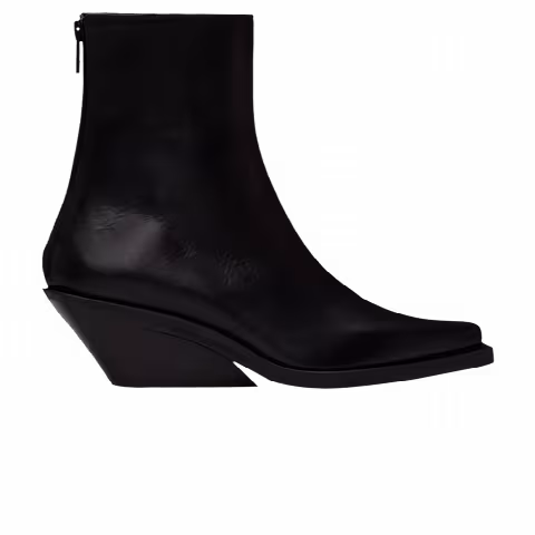 Ann Demeulemeester Wmns Rumi Leather Cowboy Heeled Ankle Boot 'Black'