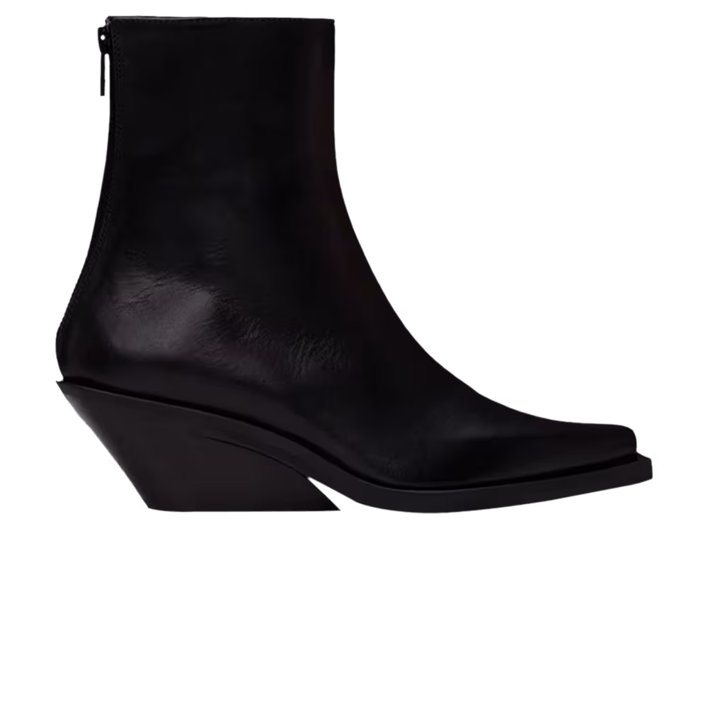 Ann Demeulemeester Women's Rumi Leather Cowboy Heeled Ankle Boot Black