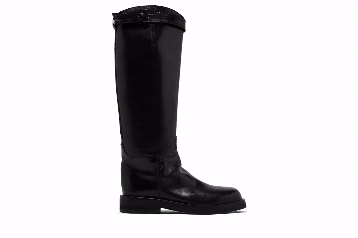 Ann Demeulemeester Women's Calf Height Belted Riding Boot Black, view 2