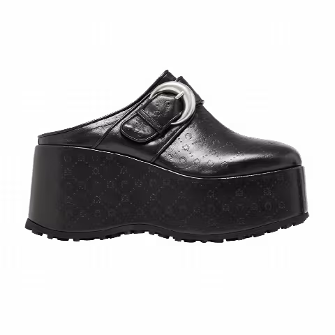 Marine Serre Wmns Moonogram Leather Clogs 'Black Embossed'