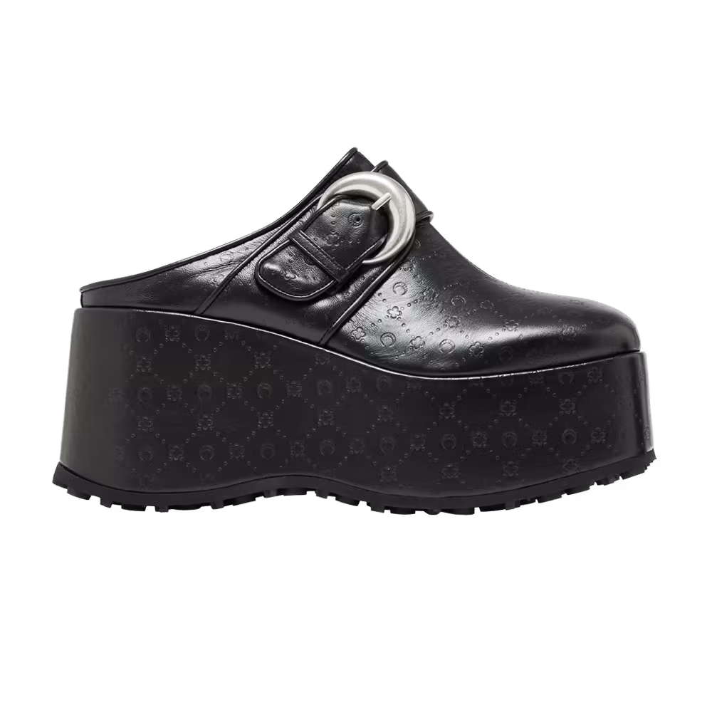 Marine Serre Women's Moonogram Leather Clogs Black Embossed