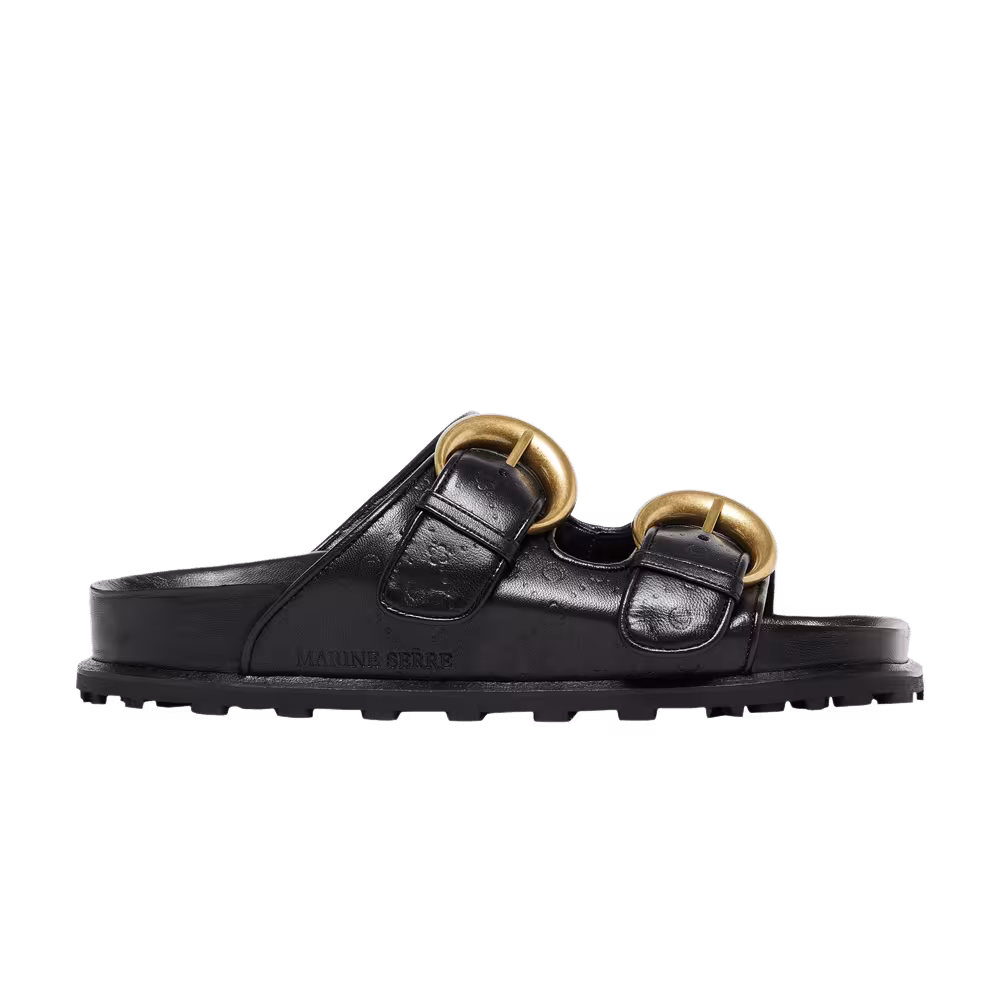Marine Serre Women's Leather Birk Sandal Black
