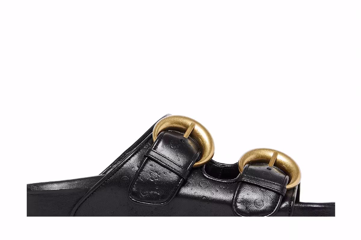 Marine Serre Women's Leather Birk Sandal Black, view 3