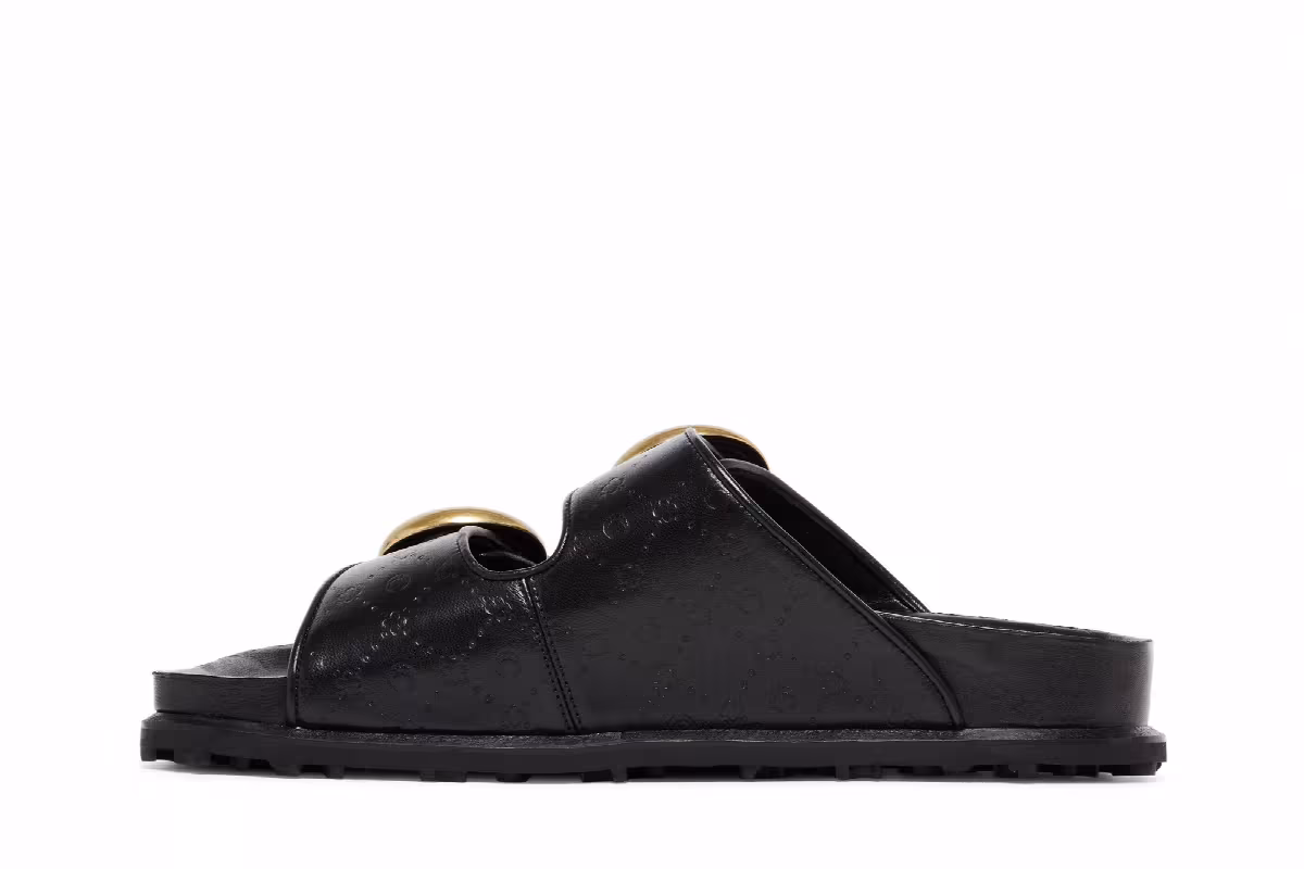 Marine Serre Women's Leather Birk Sandal Black, view 4