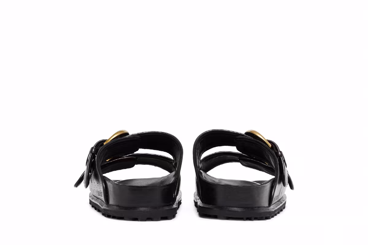 Marine Serre Women's Leather Birk Sandal Black, view 7