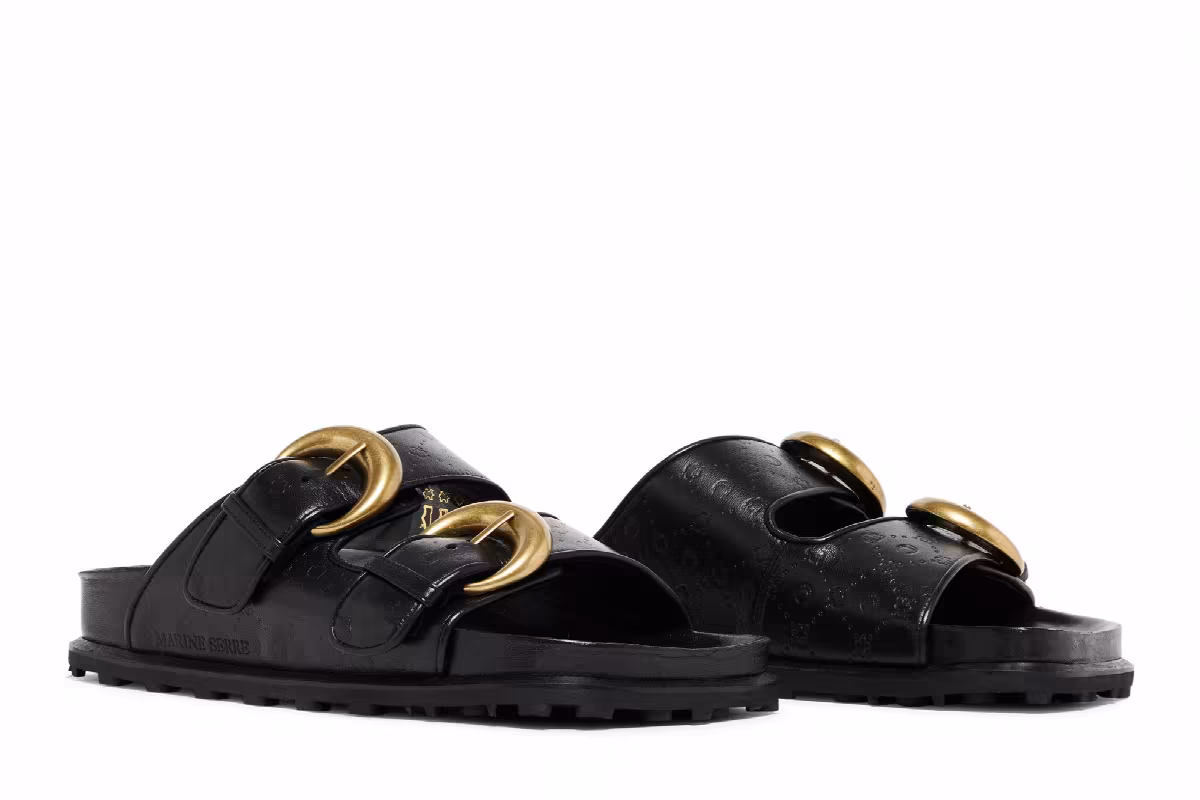 Marine Serre Women's Leather Birk Sandal Black, view 9