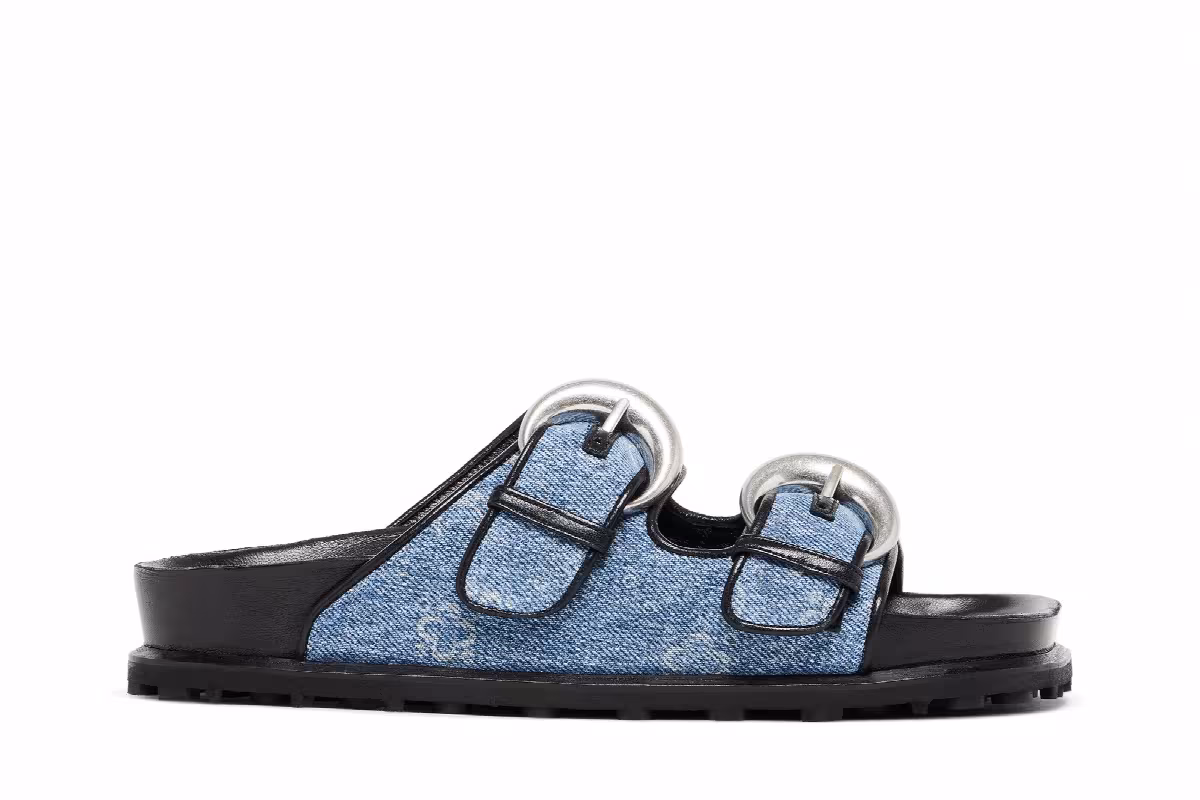Marine Serre Women's Regenerated Sandal Denim Monogram, view 2