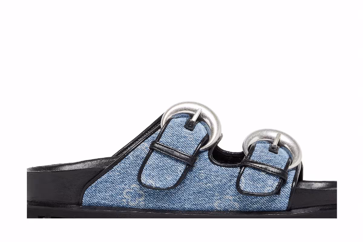 Marine Serre Women's Regenerated Sandal Denim Monogram, view 3