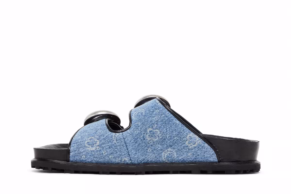Marine Serre Women's Regenerated Sandal Denim Monogram, view 4