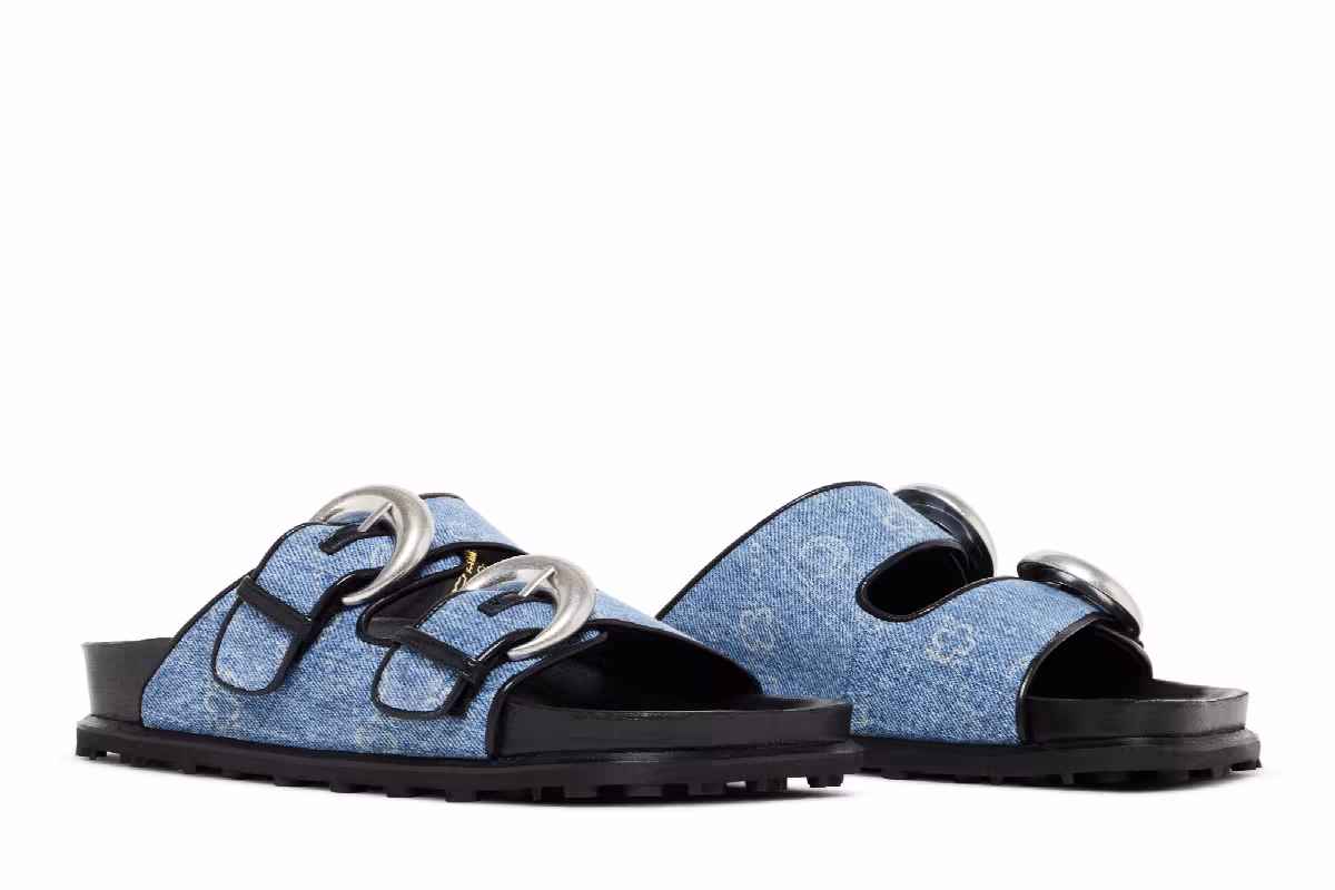 Marine Serre Women's Regenerated Sandal Denim Monogram, view 9
