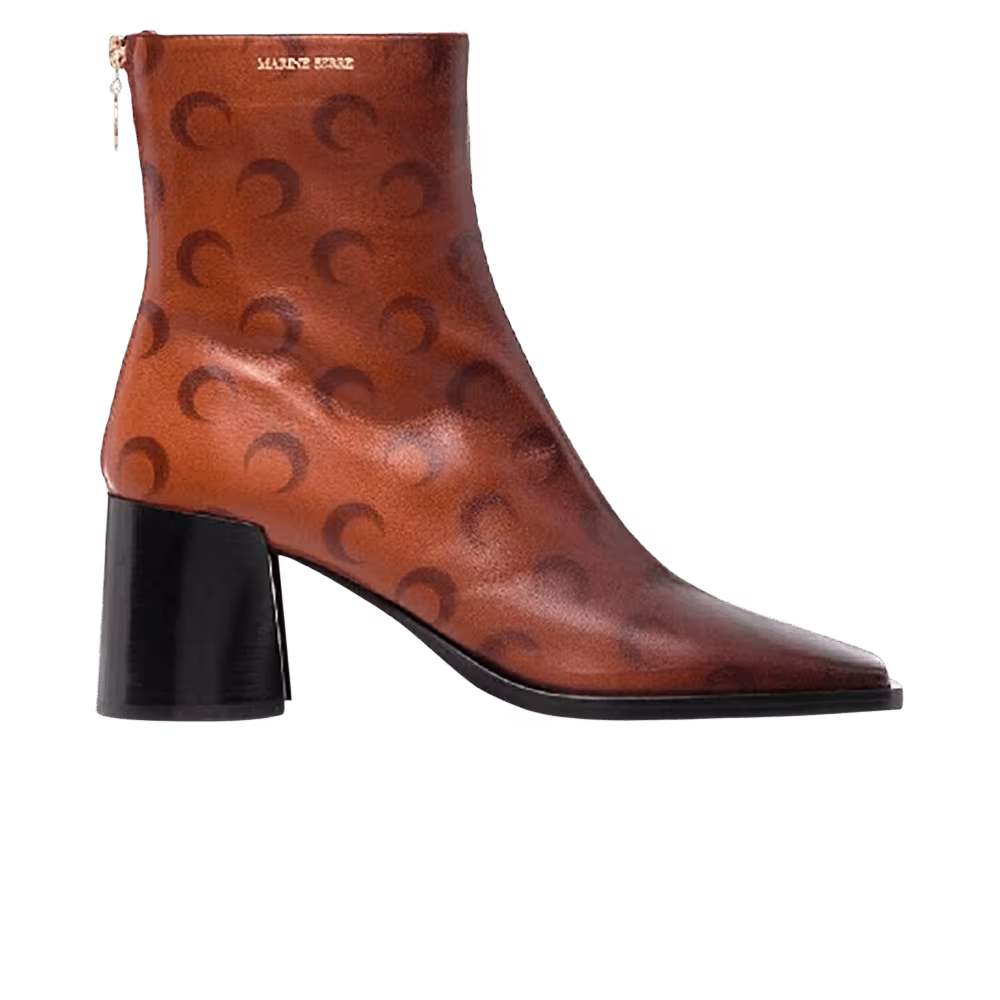 Marine Serre Women's Airbrushed Crafted Ankle Leather Boot Red