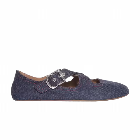 Alaïa Wmns Criss Cross Ballet Flat 'Denim Blue'