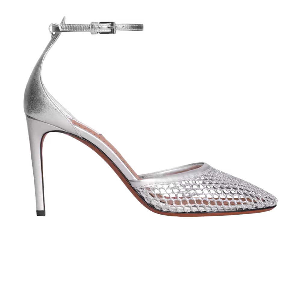 Alaïa Women's High Fishnet Pump Silver