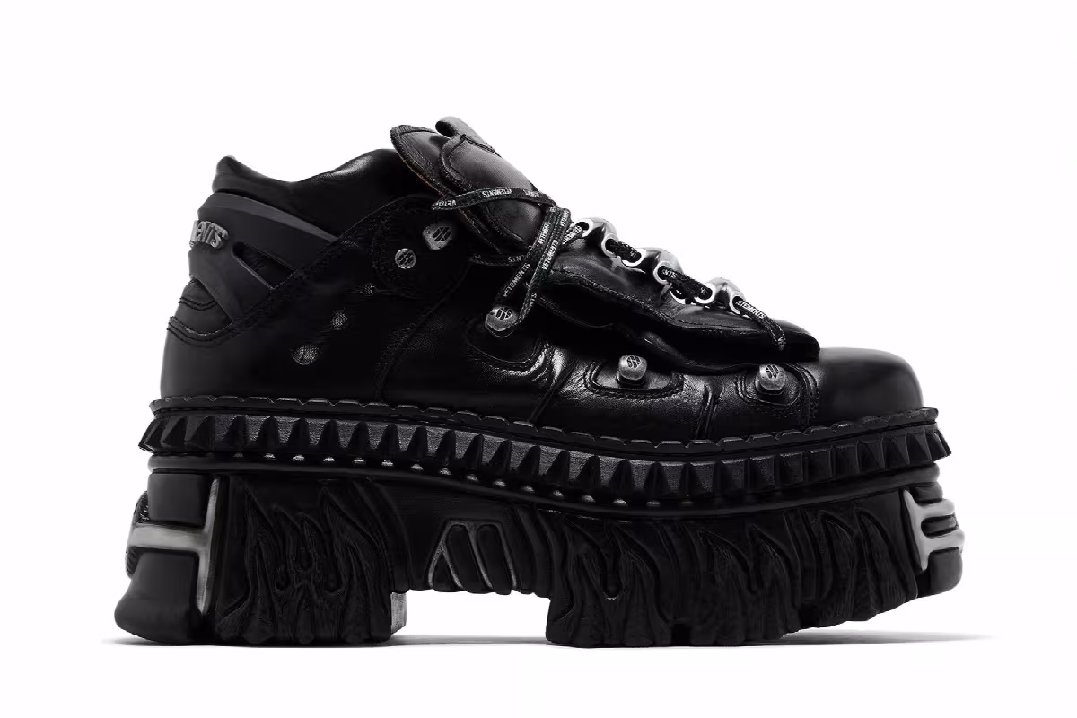 Vetements x New Rock Combat Boot Black, view 2