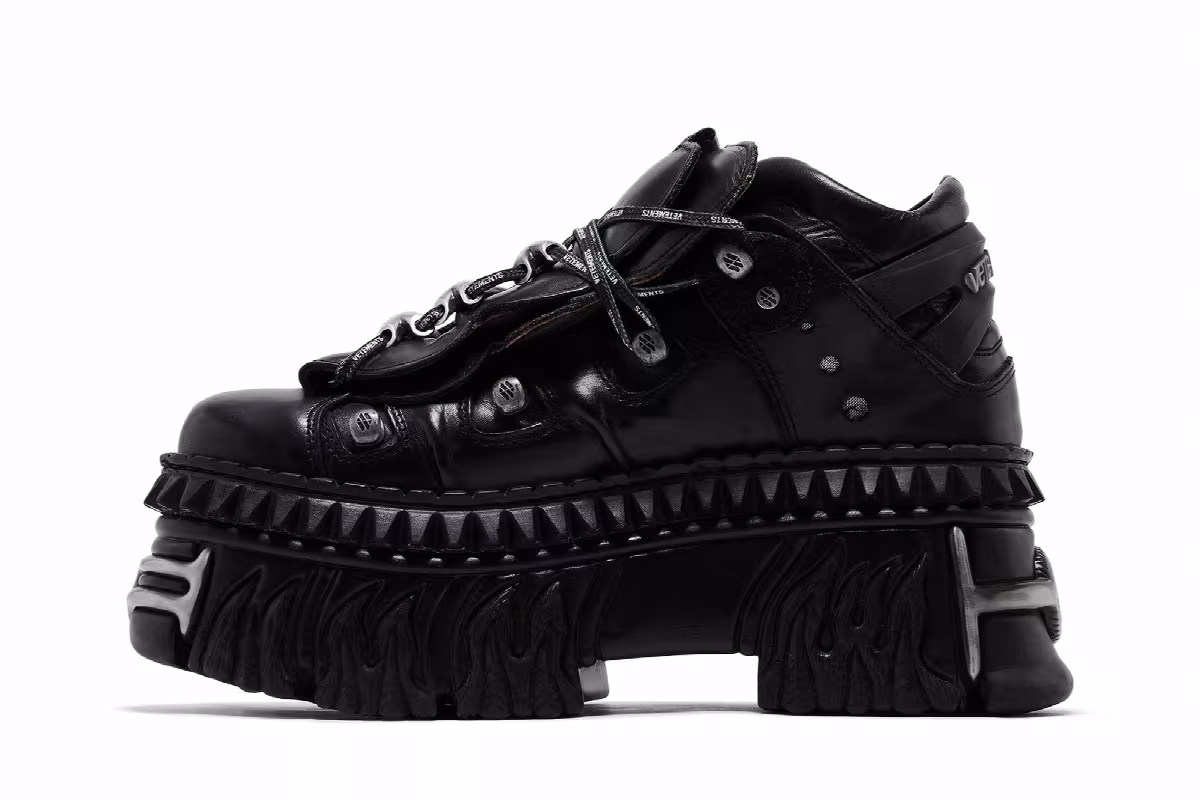 Vetements x New Rock Combat Boot Black, view 4