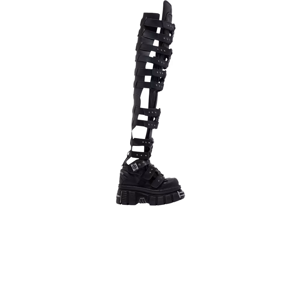 New Rock x Vetements Women's Gamer Platform Thigh High Boot Black