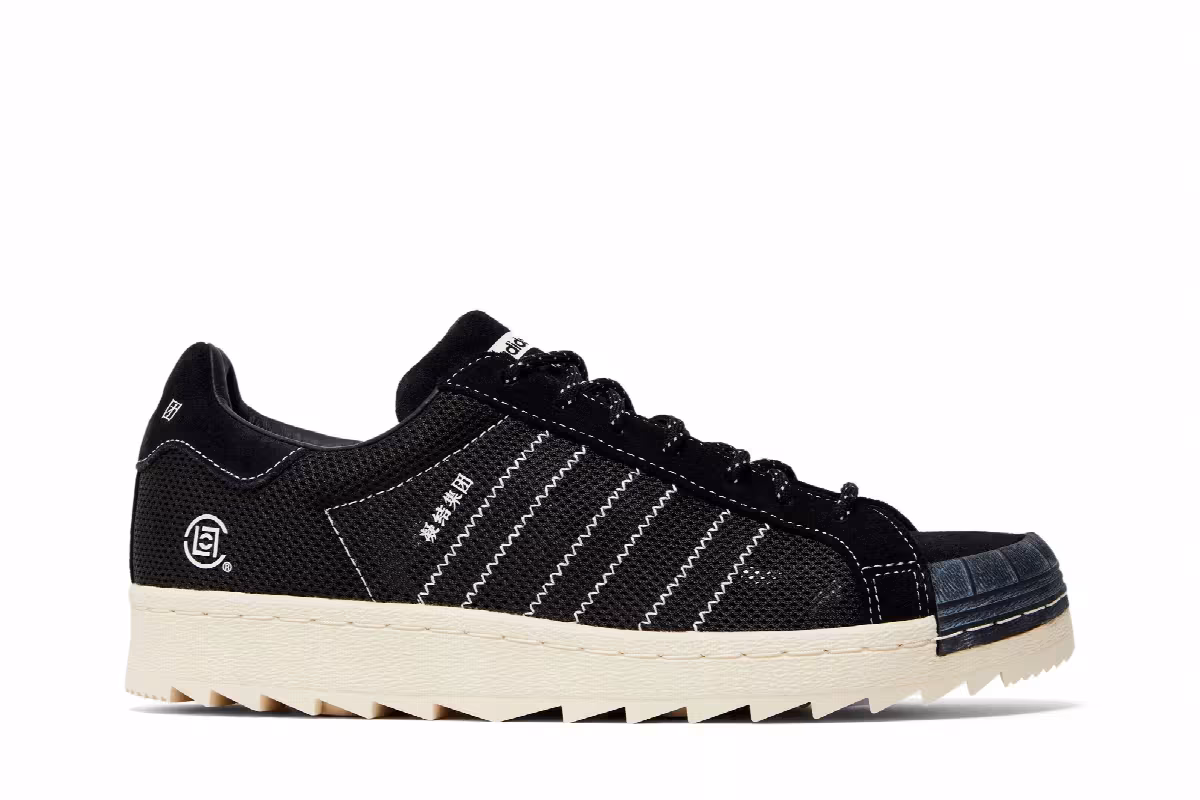CLOT x Neighborhood x adidas Superstar Black, view 2