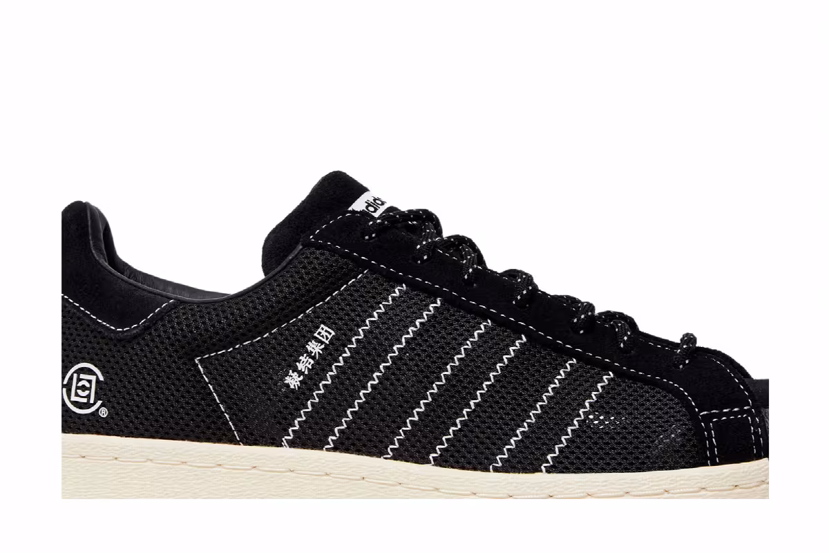 CLOT x Neighborhood x adidas Superstar Black, view 3