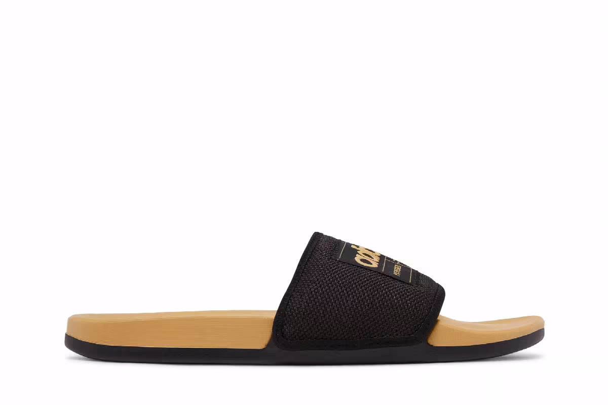 Adidas Adilette Comfort Slides Black Golden Beige, view 2