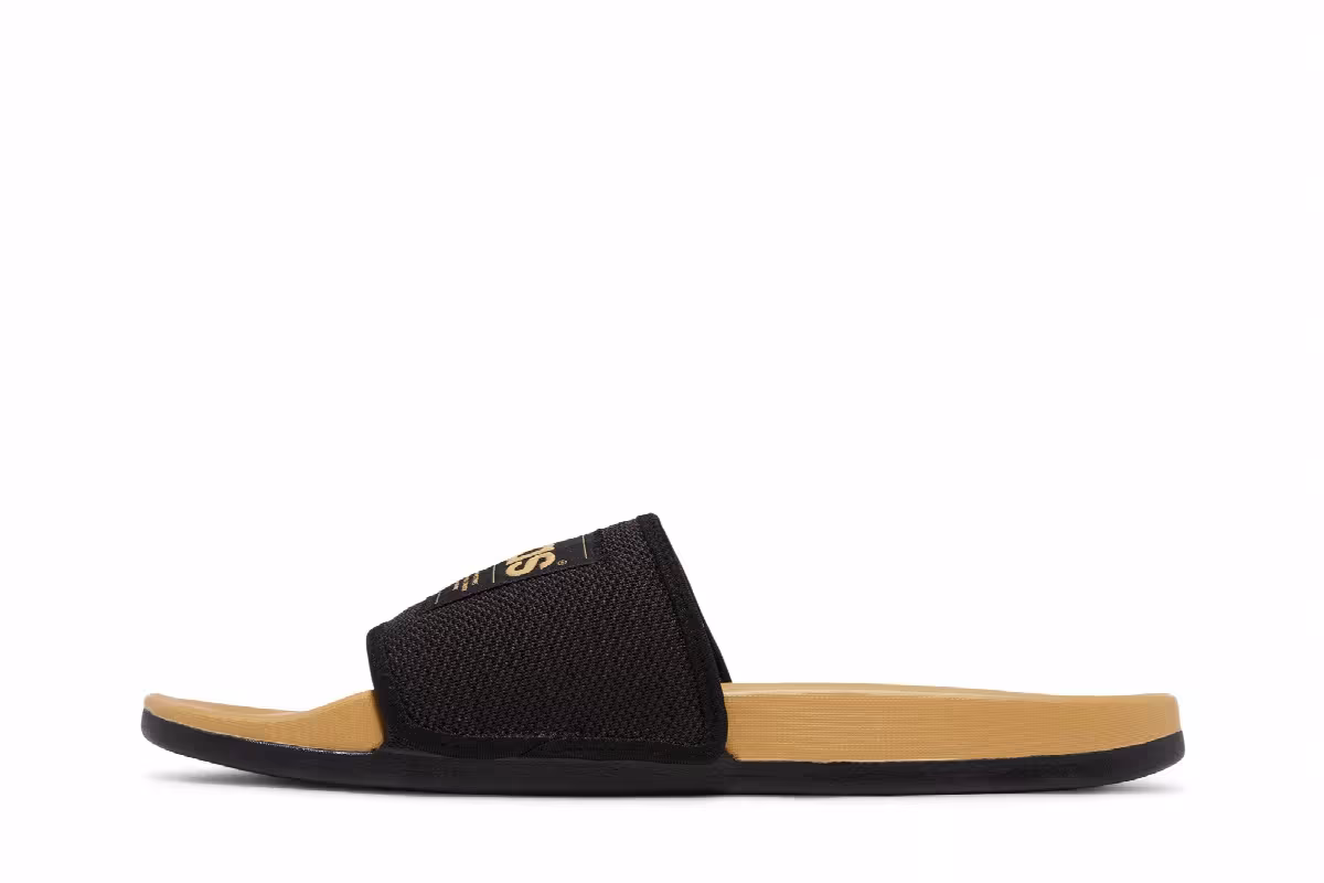 Adidas Adilette Comfort Slides Black Golden Beige, view 4