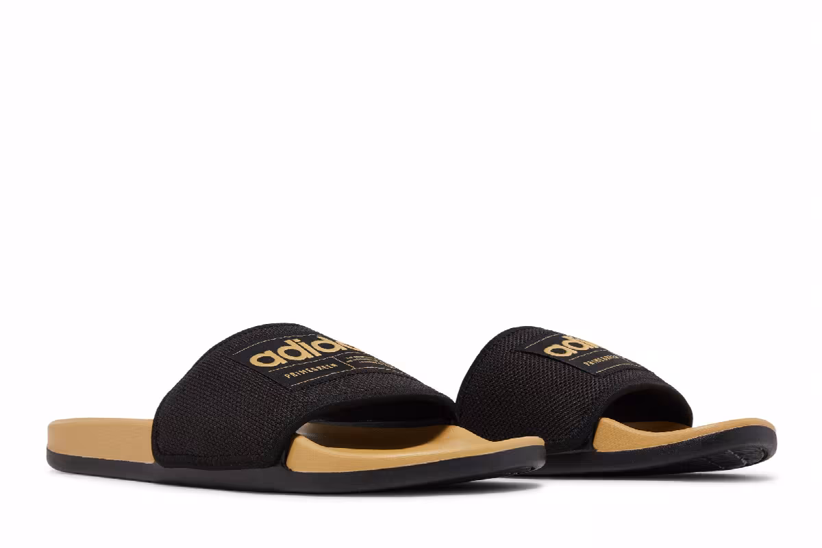 Adidas Adilette Comfort Slides Black Golden Beige, view 9